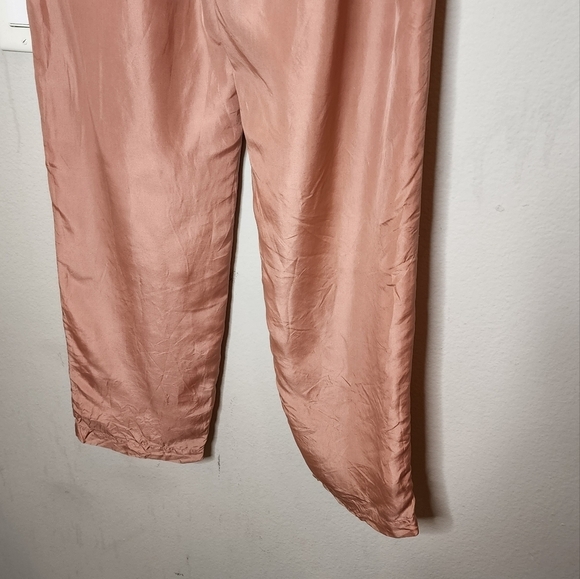100% silk blush pink pants lined size small stretch waist - Picture 6 of 16